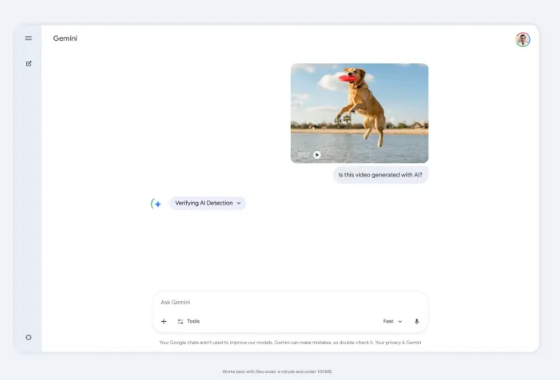 谷歌 Gemini 应用推出视频生成 AI 检测新功能