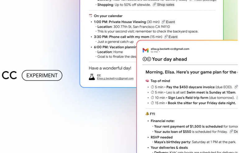 Google 推出个性化 AI 助手 CC，助你轻松管理晨间事务