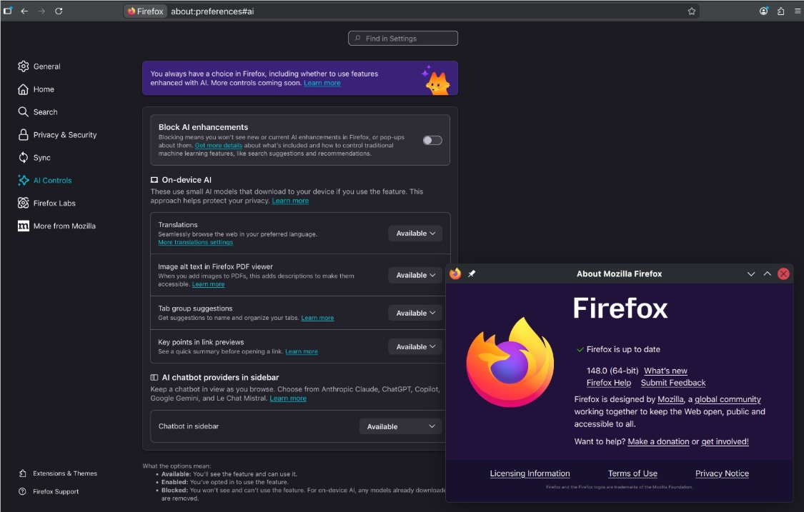 拒绝被 AI “绑架”：Firefox 148 正式版上线，赋予用户一键屏蔽 AI 权