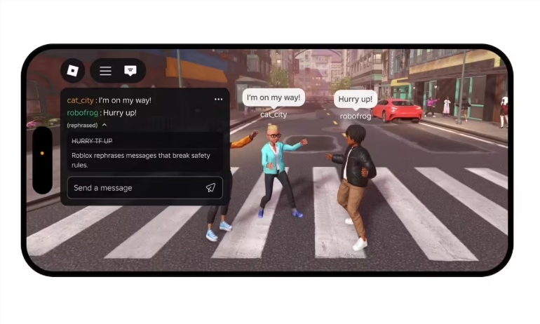 Roblox 推出 AI 实时改写功能，让聊天违规不“断片”